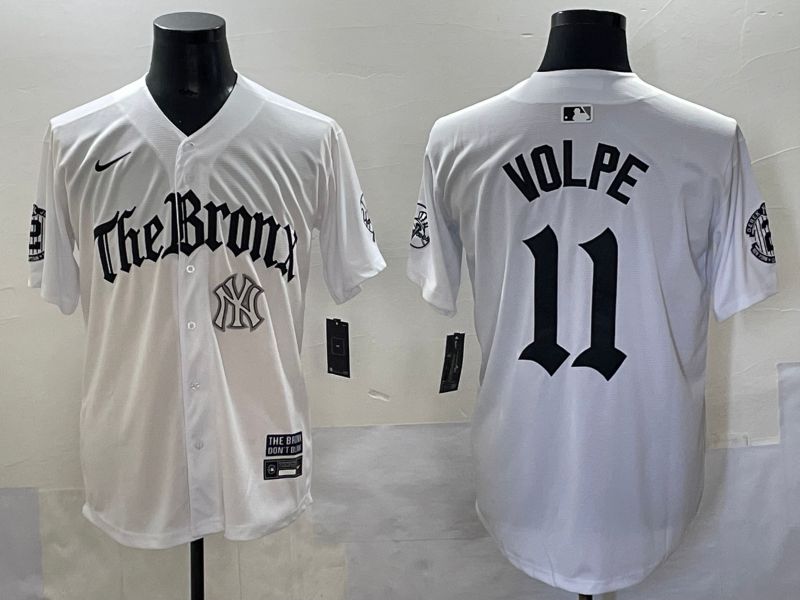 Men 2025 New York Yankees #11 Volpe White Five generations Joint Name Nike MLB Jersey style 8